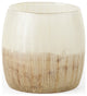 7" Creamy White and Gold Ombre Striped Long Glass Vase