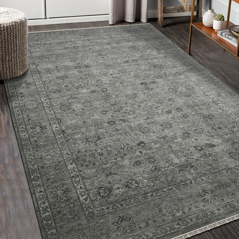 Nuit Arabe Elm Area Rug, Beige, 10' x 14', Bordered