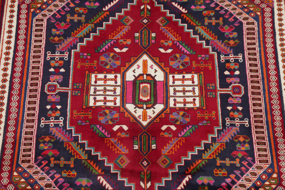 Consigned, Kashkoli Oriental Persian Traditional Hand-Knotted Area Rug, Red, 6x9