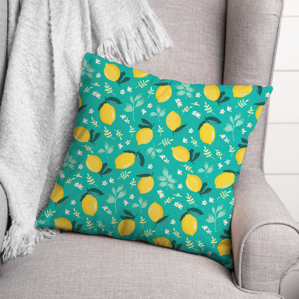Lemon Teal 18x18 Spun Poly Pillow