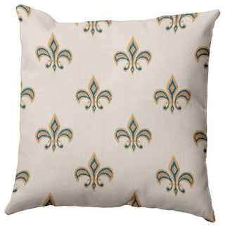 26" x 26" Fleur de Lis Decorative Throw Pillow, Autumn Blue