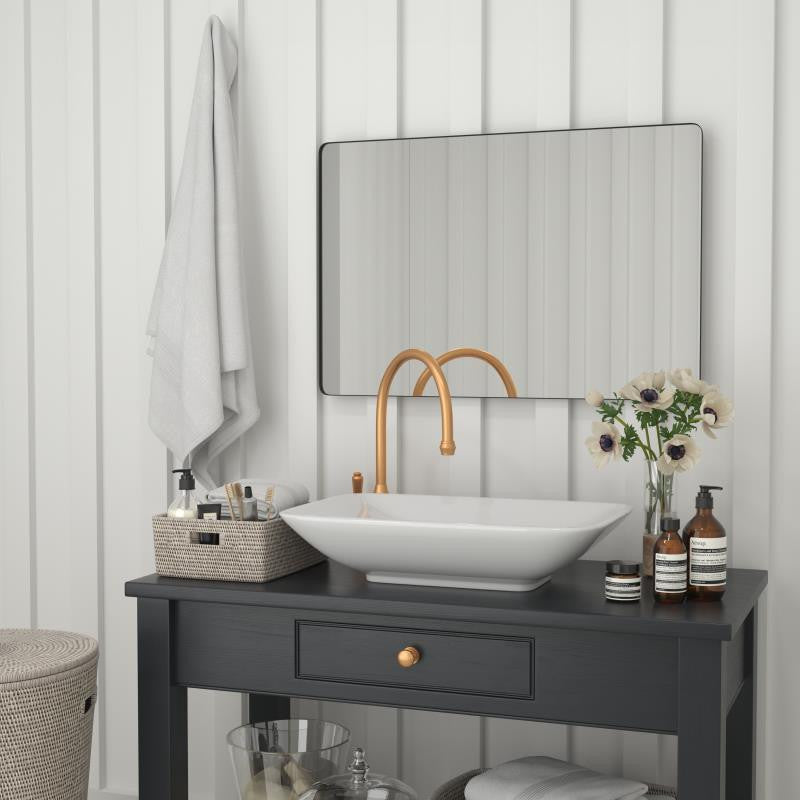 Susan Wall Mirror Hangs Horizontally or Vertically, Black, 24" X 36"