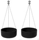 Pure Series Hanging Kona Bowl 14" Planter, Black, 2 Pack