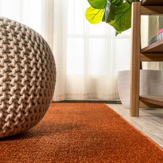 Haze Solid Low-Pile Runner Rug, Red, 4 X 6