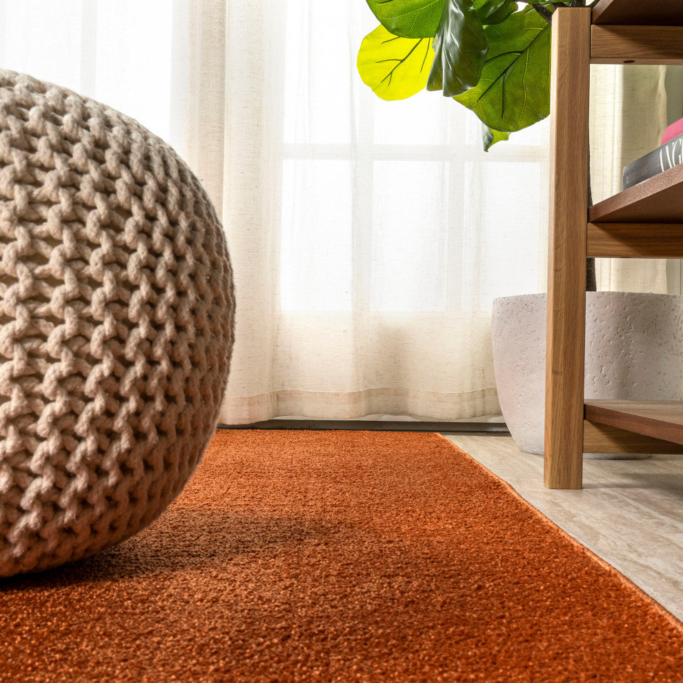 Haze Solid Low-Pile Runner Rug, Red, 4 X 6