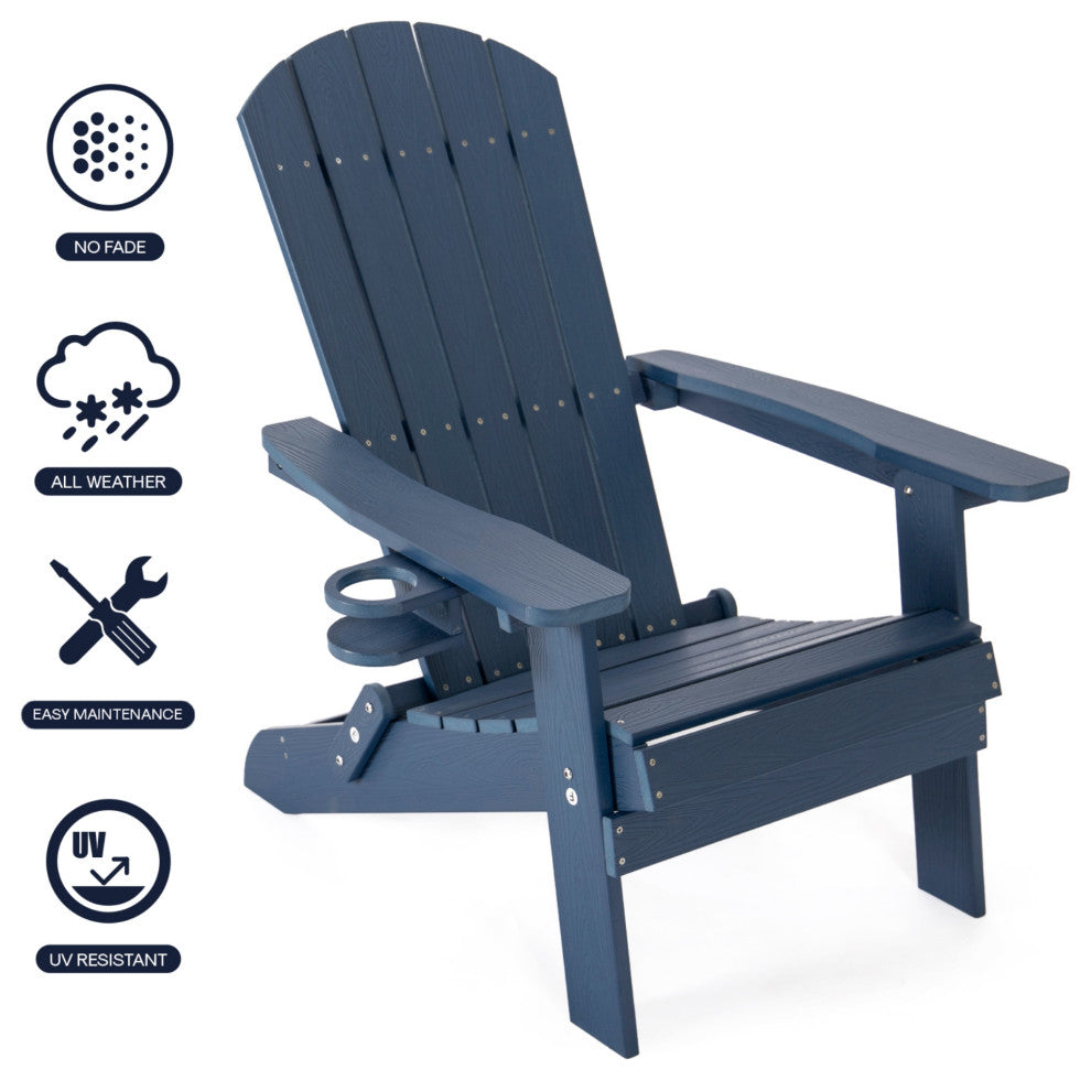Inspired Home Colston Outdoor Chair, Weather Resistant, Navy