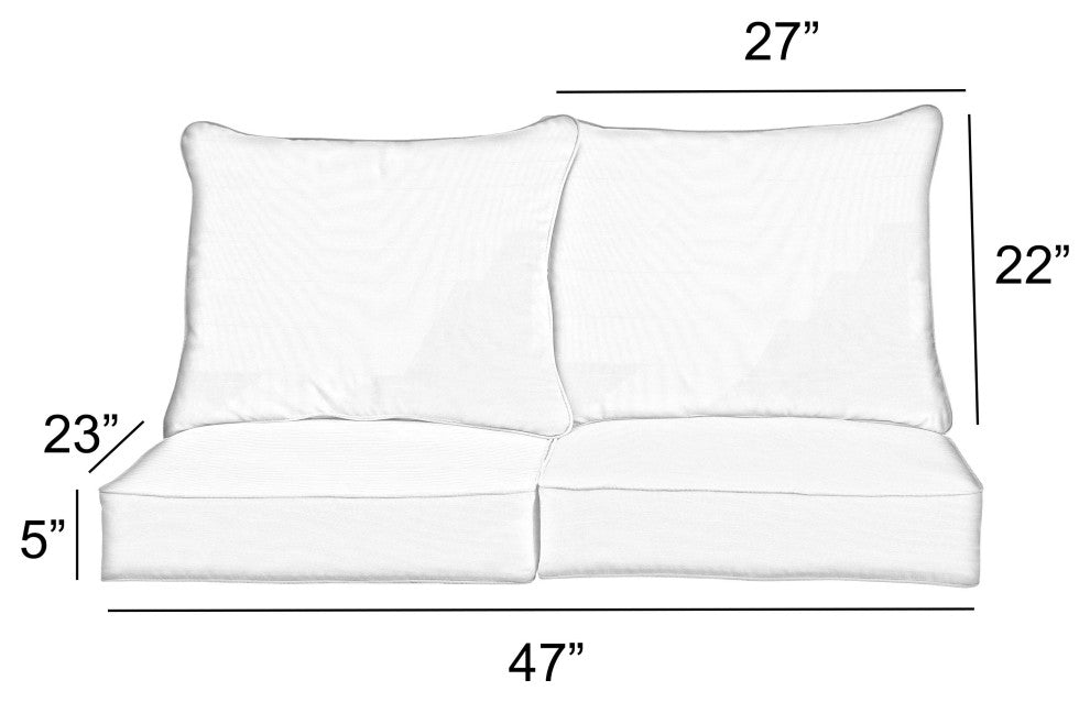 Sorra Home Gardenia Seaglass Loveseat Pillow and Cushion Set 23x23.5x5"