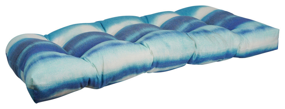 42"X19" U-Shaped Patterned Polyester Tufted Settee/Bench Cushion, Willsboro Blue