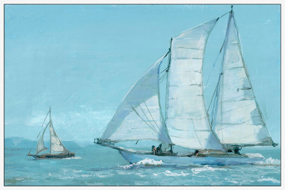 "Sailing Boat Floater" Framed Painting Print on Canvas, 45"x30"