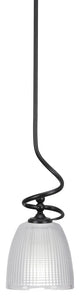 Capri 1-Light Mini Pendant with Hang Straight Swivel, Matte Black/Clear Ribbed