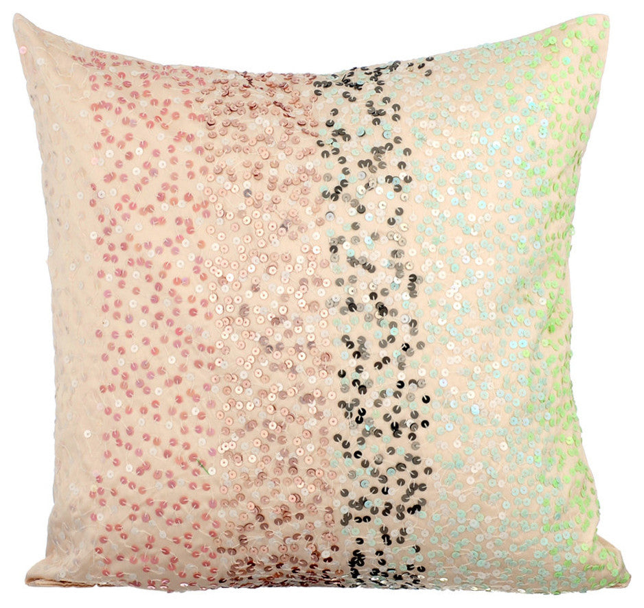Pink Decorative Throw Pillow Covers 22"x22" Silk Cushion Cover - Pastel Ombre