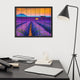 Faux Wood Lavender Fields and Sunset Landscape Framed Photo Paper Wall Art Print, Black, 16" X 20"
