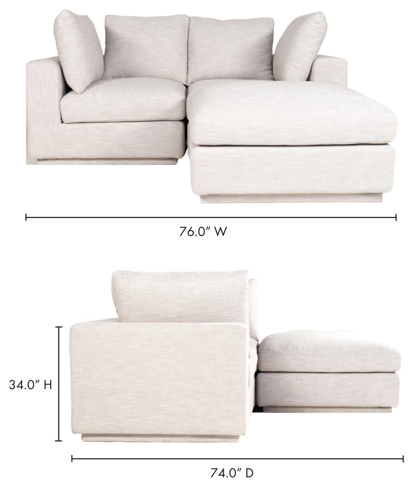 3 PC Set Feather Filled Grey Fabric Modular Scandinavian Sofa