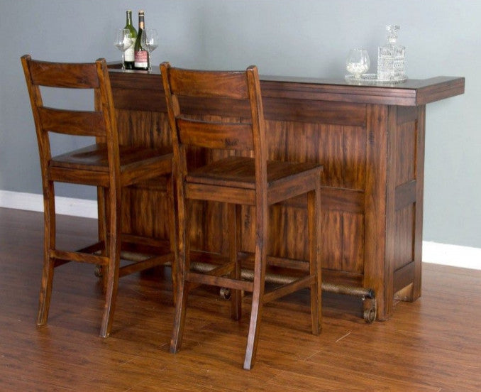 Ladderback Wood Counter Stool 24"H Brown Set Of 2