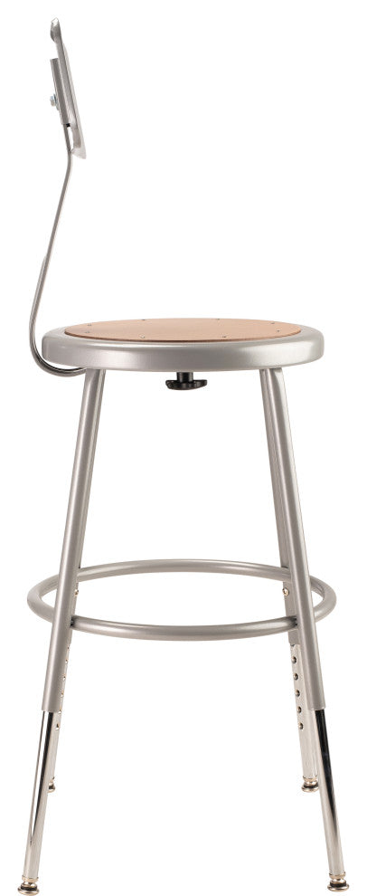 NPS 19"-27" Height Adjustable Heavy Duty Steel Stool With Backrest, Grey