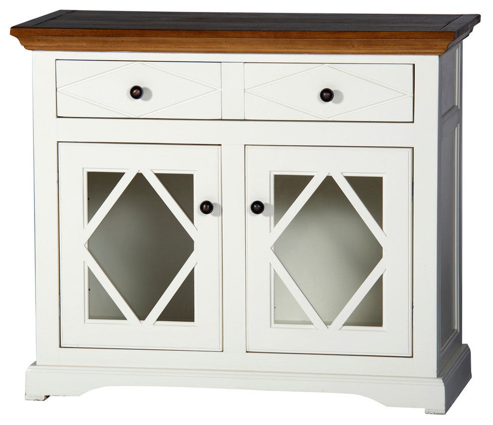 41" Shelter Bay Credenza, Soft White, Concord Cherry