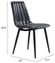 Dining Chair, Set of 2, Faux Vinyl Leather, Steel, Vintage Black, Cafe Bistro