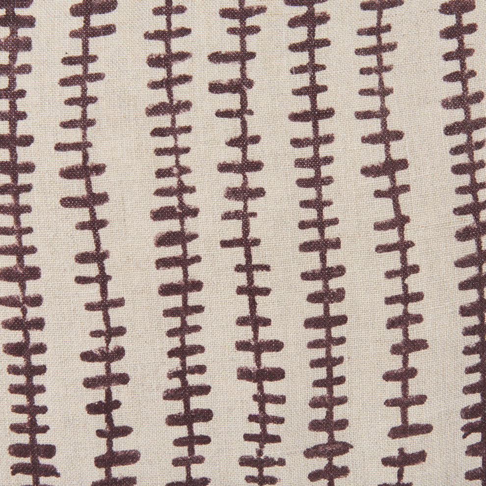 Jenna Beige With Merlot Print Linen Square Decorative Pillow Cover