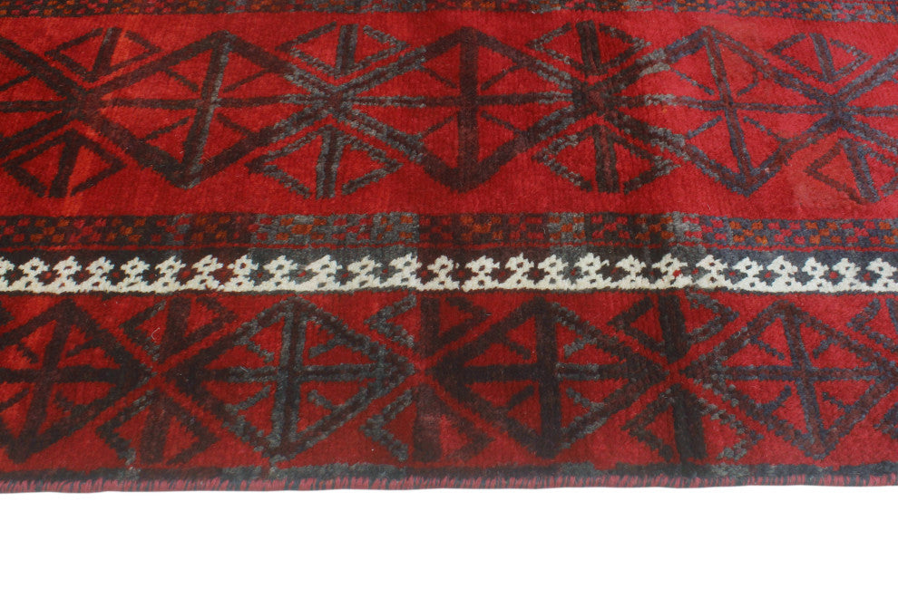 Fine Vintage Distressed Bekzod Red/Burgundy Runner, 3'7 x 7'10
