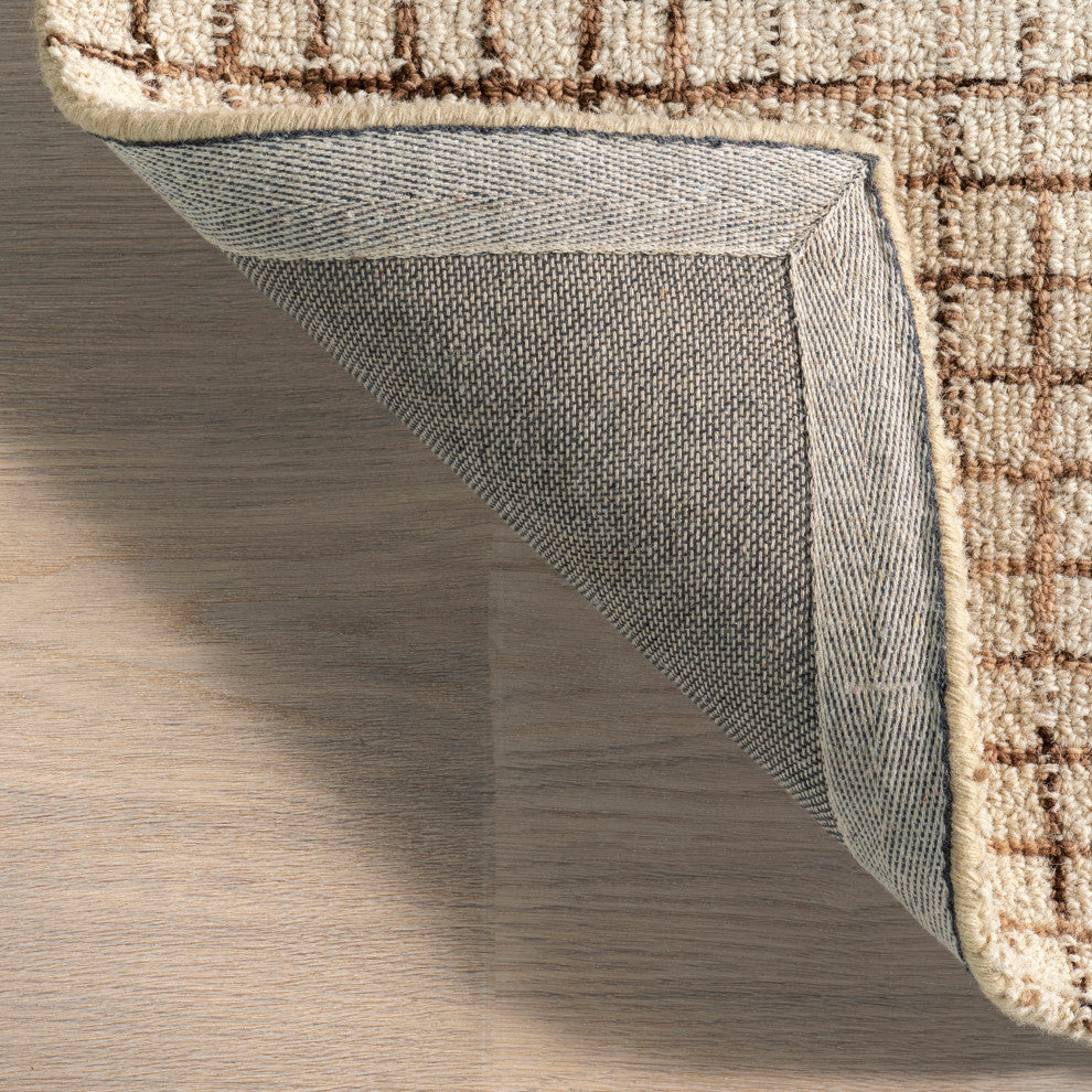 Melrose Checked Wool Area Rug, Cream 8''x10''