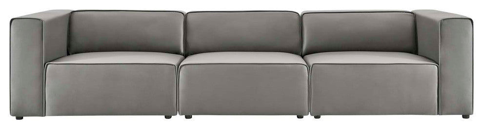 Mingle Vegan Leather 3-Piece Sectional Sofa, Gray