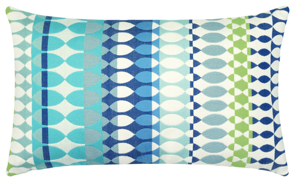 Modern Oval Ocean Lumbar Indoor/Outdoor Performance Pillow, 12"x20"