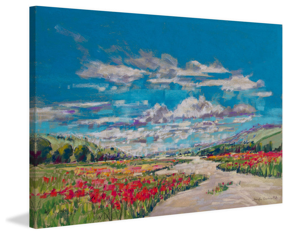 "Poppy Path V" Painting Print on Wrapped Canvas, 18"x12"