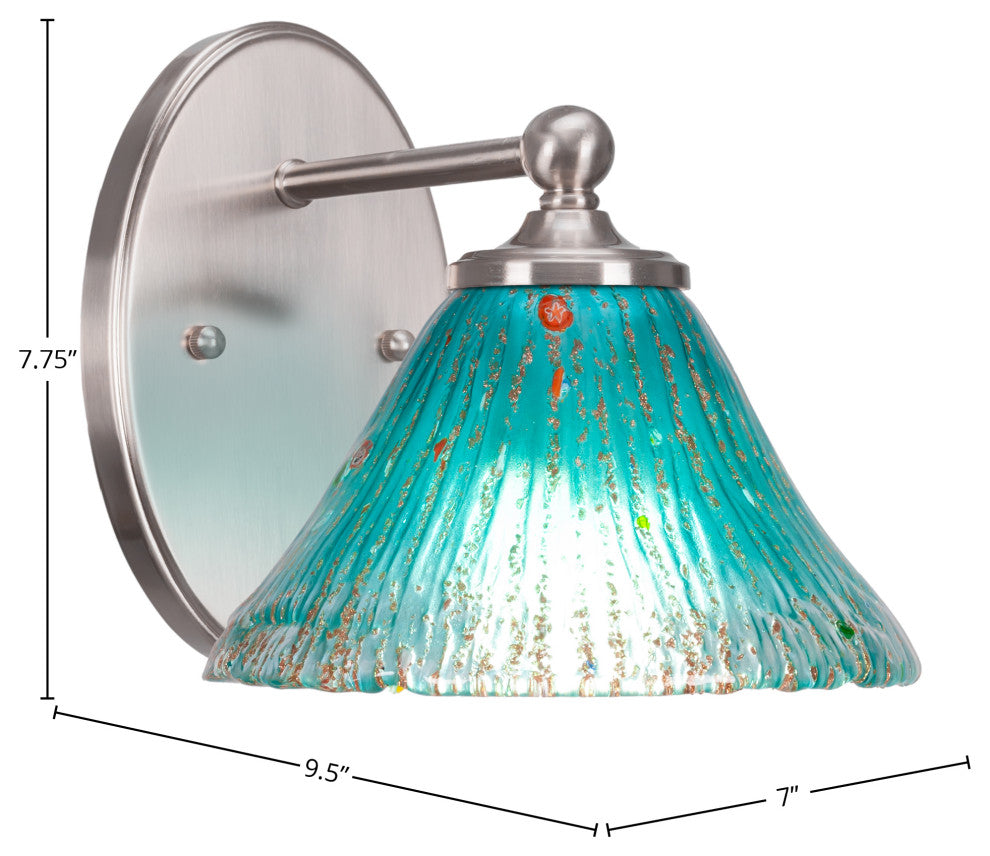 Capri 1-Light Wall Sconce, Brushed Nickel/Teal Crystal