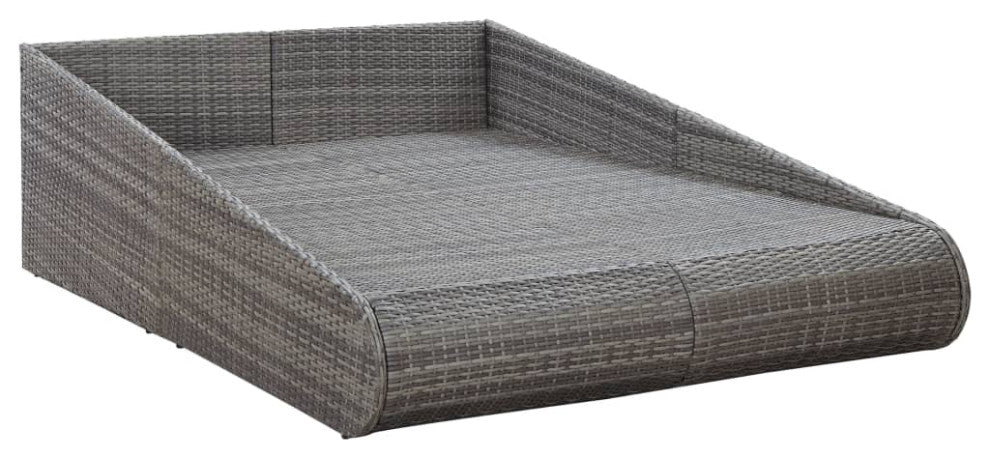 vidaXL Patio Bed Gray Poly Rattan Sun Lounger Outdoor Garden Seating Sunbed
