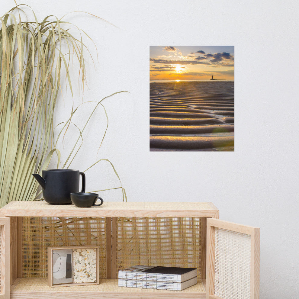 Sandbars Landscape Photograph, Beach Unframed Wall Art Print, 16" X 20"
