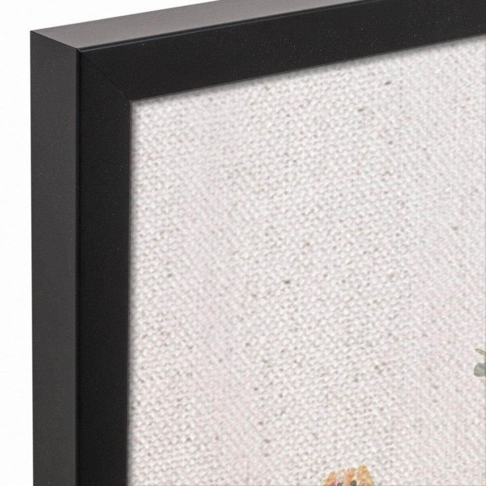 Birds, Flowers Peach Framed Canvas 20x30 Black Framed Canvas