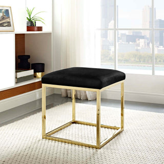 Anticipate Velvet Ottoman, Gold Black