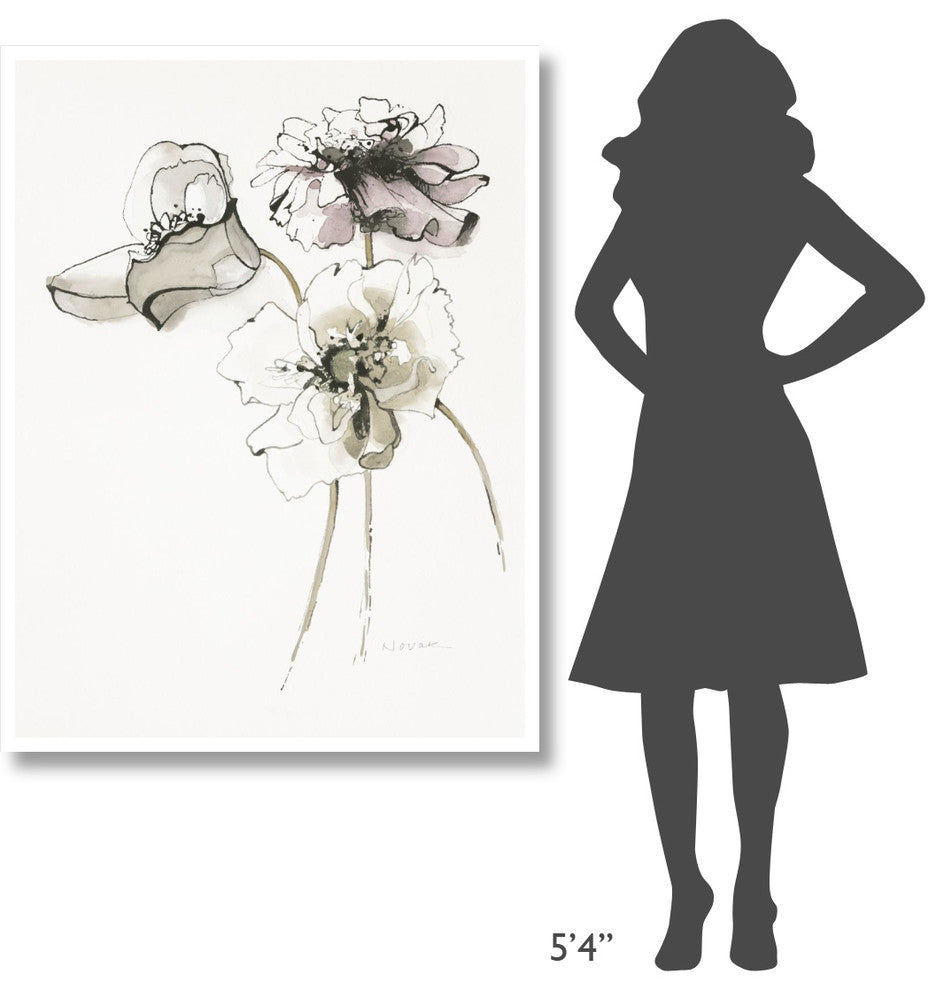 "Three Somniferums Poppies Neutral" Paper Print by Shirley Novak, 38"x50"