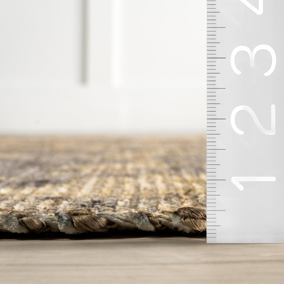 Marigold Vintage Tasseled Area Rug, Dark Brown 10'x14'