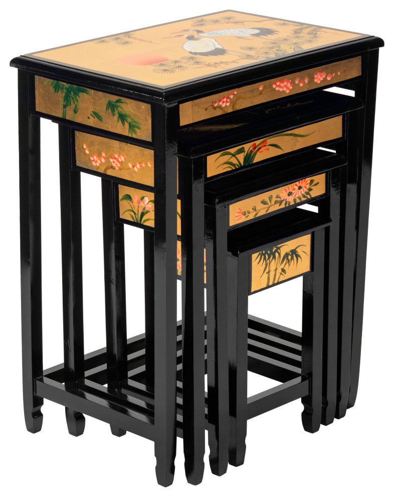 Gold Lacquer Nesting Tables Cranes