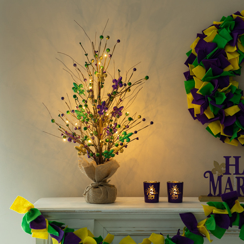 21"H Lighted Mardi Gras Table Tree