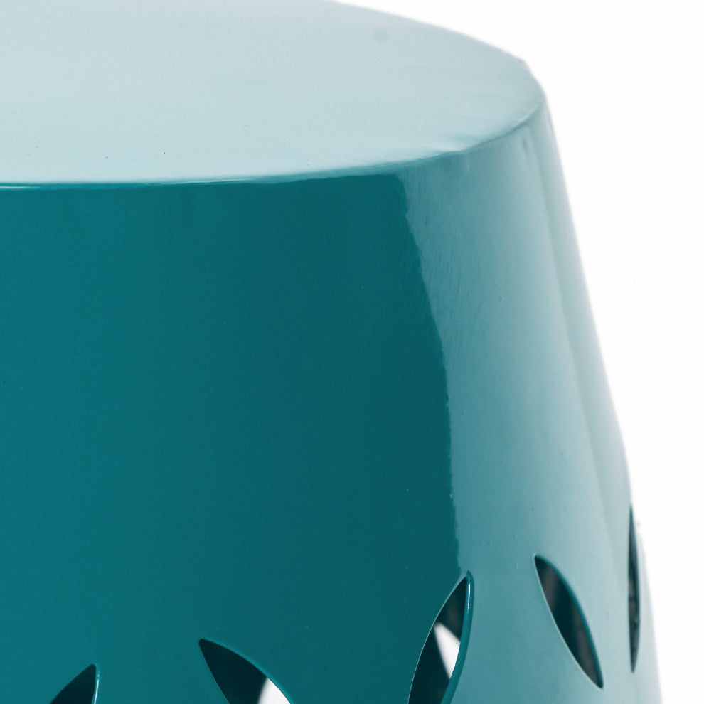 GDF Studio Lilly Outdoor 12" Iron Side Table, Teal