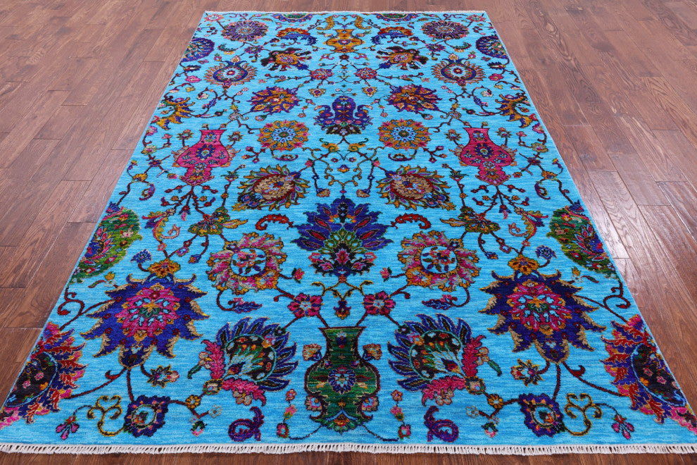 Persian Wool & Silk Handmade Rug 6' 2" X 9' 1" - Q13494