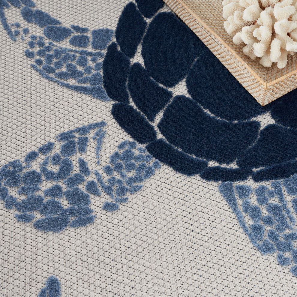 Nourison Aloha 6' x 9' Navy Blue Coastal, Nautical & Beach Area Rug