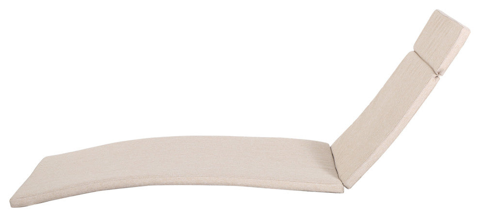 GDF Studio Lakeport Outdoor Wicker Chaise Lounge Chair With Cushion, Textured Be