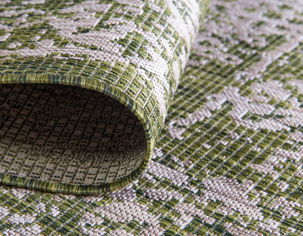 Unique Loom Aqua Blue Timeworn Outdoor Area Rug, Green, Beige, 2'' 2 X 6''