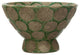 Round Terra-cotta Footed Bowl with Wax Relief Dots, Green and Cement