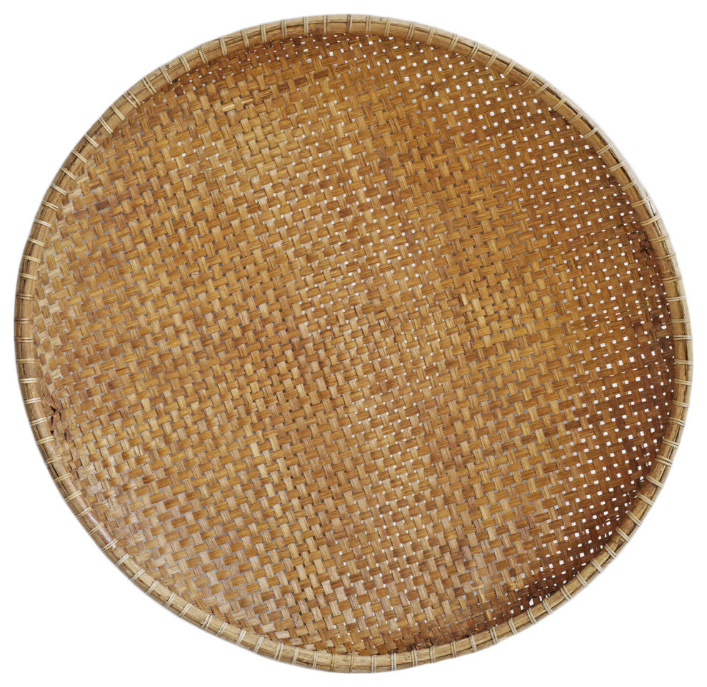 Bamboo Woven Round Tray, Large