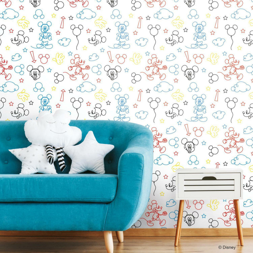 Disney Mickey Mouse Line Art Peel & Stick Wallpaper