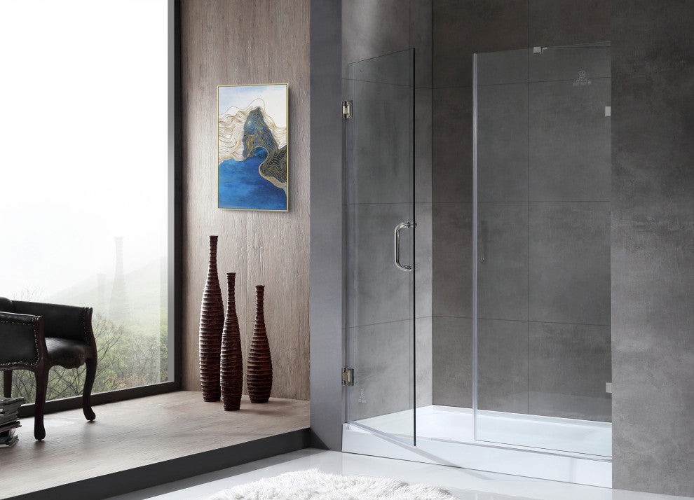 ANZZI Consort Series 60 in. x 72 in. Frameless Shower Door, Polished Chrome