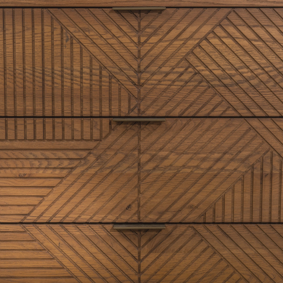 Santa Clara 6-Drawer Wood Dresser, Oak Golden