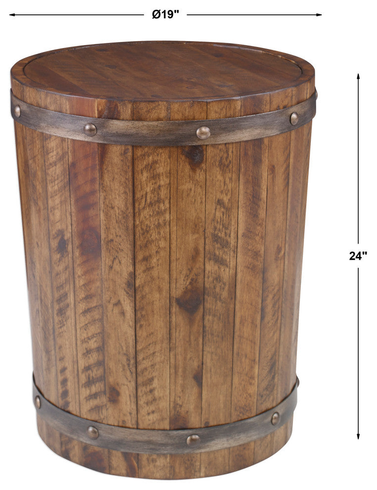New Uttermost Ceylon Wine Barrel Accent Table