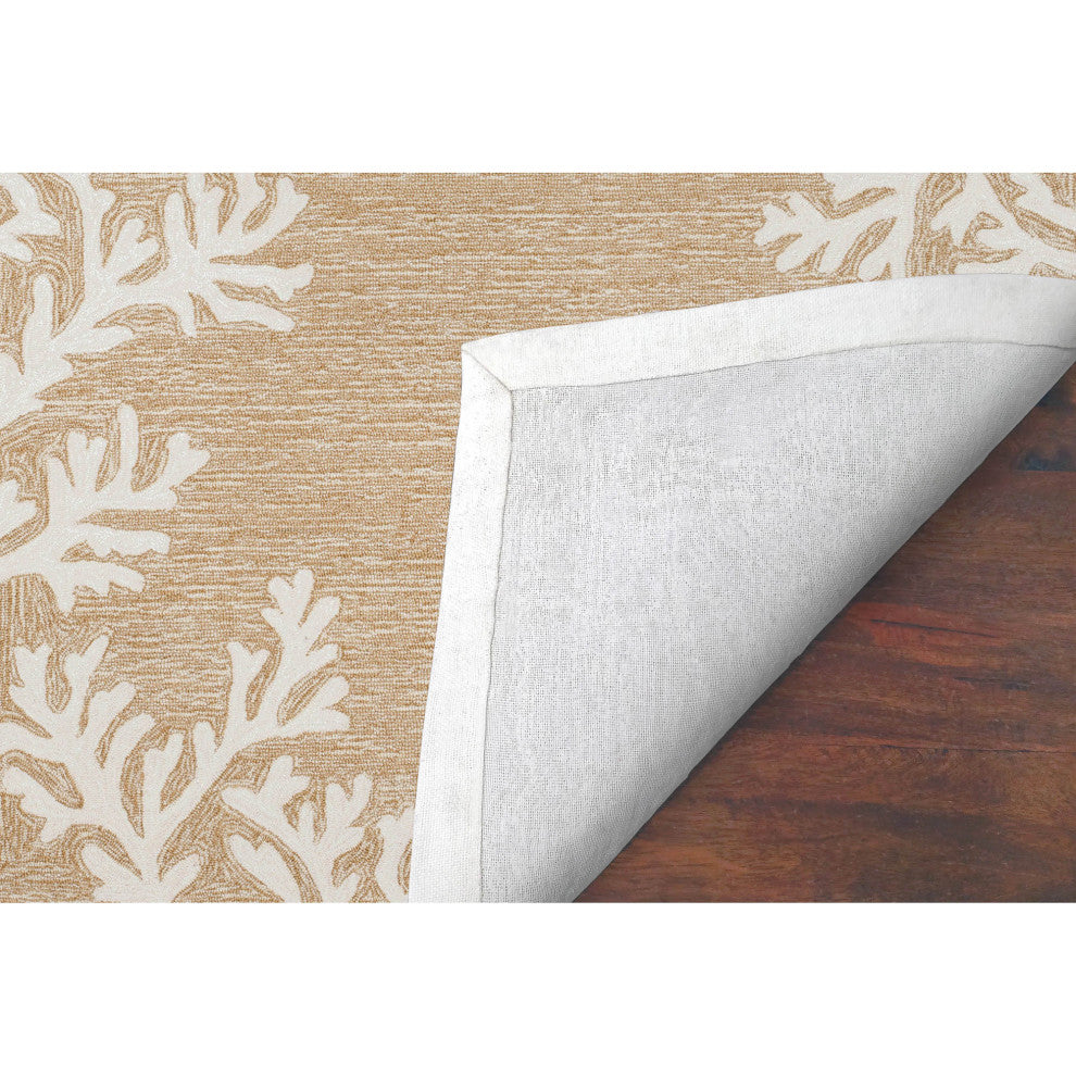 Capri Coral Border Indoor/Outdoor Rug, Neutral, 2'x5'