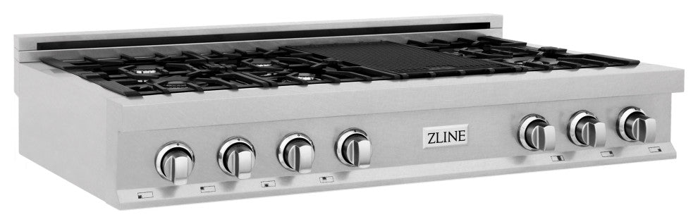 ZLINE 48" Porcelain Gas Stovetop in Fingerprint Resistant Stainless Steel