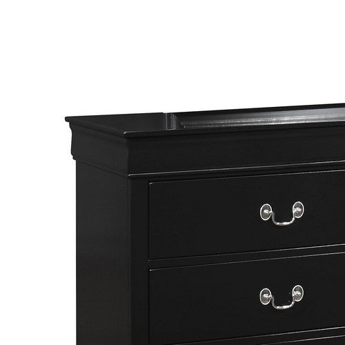 Benzara BM215250 Transitional Style 6 Drawer Dresser With Metal Pulls, Black